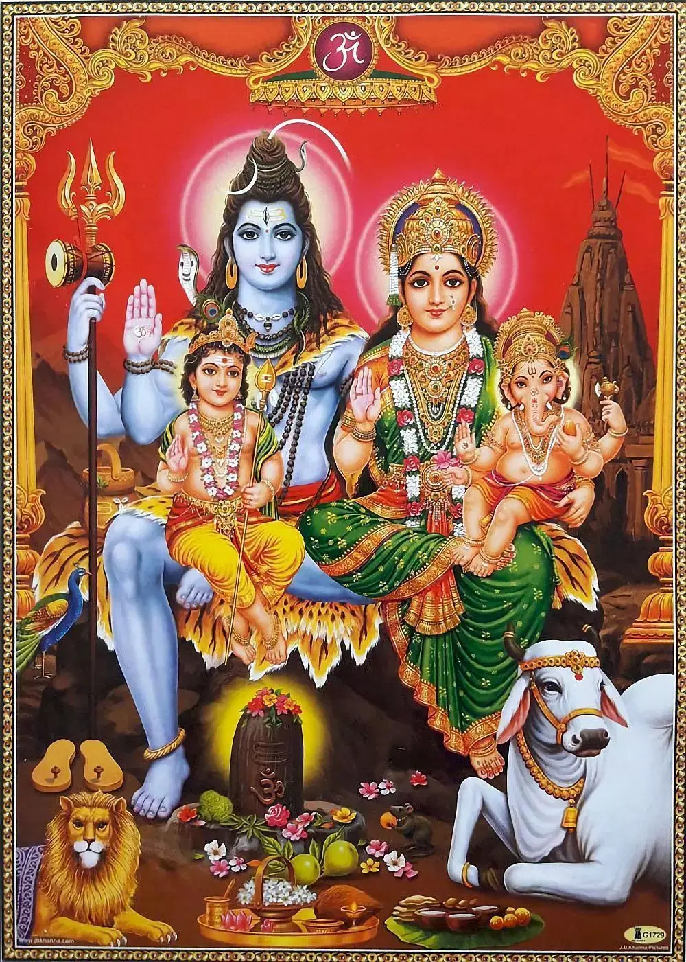 Mantrashala Shiv Parvati Ganesh Image